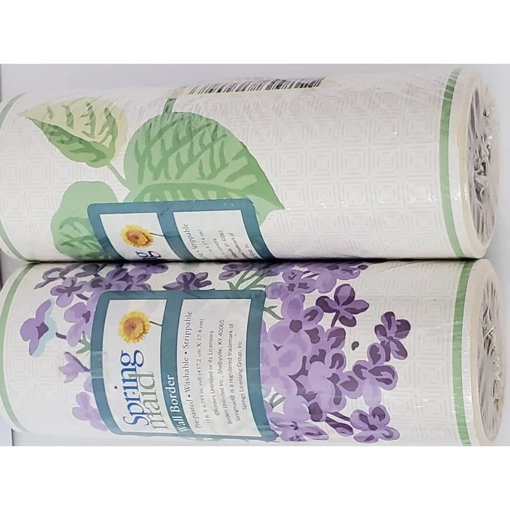 Springmaid Lilacs Wall Border 2 Rolls Pre-pasted Floral Purple 15ft‎ x 6.785in